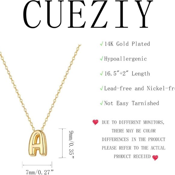 Initial Necklaces for Women Bubble Gold Silver Letter Necklace Dainty Personaliz - Picture 6 of 8